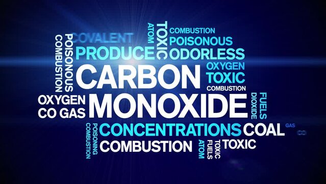 Carbon Monoxide animated tag word cloud;text design animation kinetic typography seamless loop.