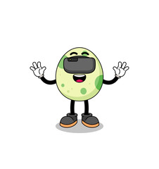 Illustration of spotted egg with a vr headset