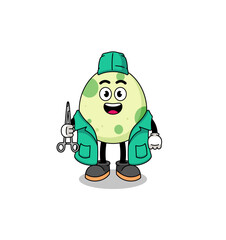 Illustration of spotted egg mascot as a surgeon