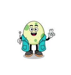 Illustration of spotted egg mascot as a dentist