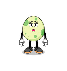 spotted egg cartoon illustration with sad face
