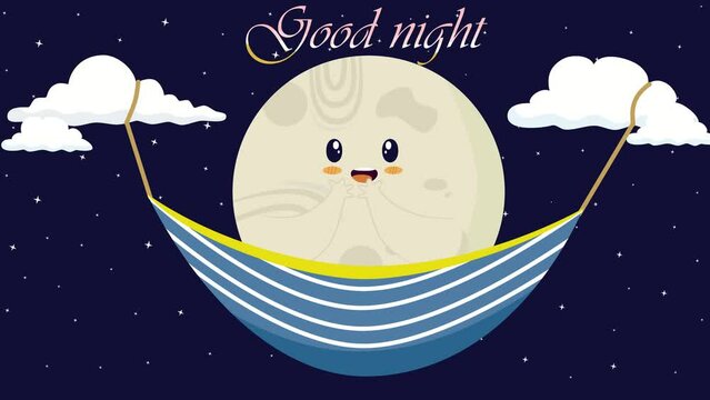 Good night from the moon on a swing bed