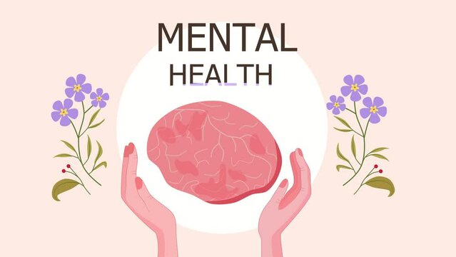 Mental health, a pair of caring hands on the brain