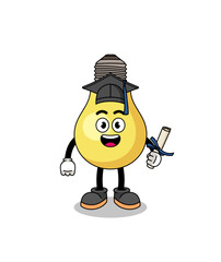 light bulb mascot with graduation pose