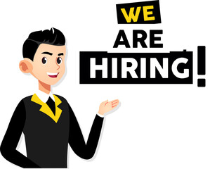 We are hiring with businessman image. Human resource image