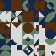 Abstract geometric Bauhaus pattern design. Vector circle, triangle and square lines color art design. Colorful Bauhaus background pattern.