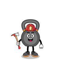 Cartoon mascot of kettlebell firefighter