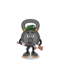 Character cartoon of kettlebell as a special force