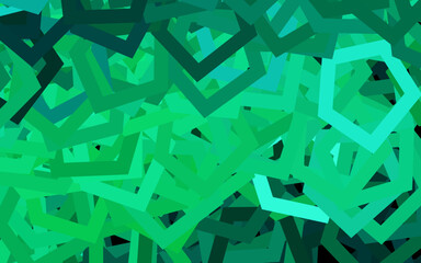 Dark Green vector background with set of hexagons.