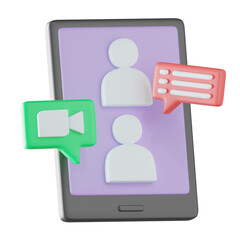 Video Call Communication 3D Illustration
