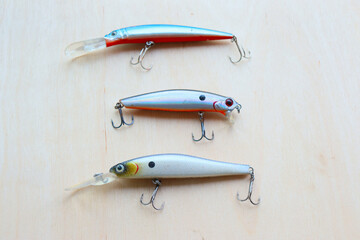 Set of fishing lures with triple hooks