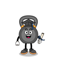 kettlebell mascot with graduation pose