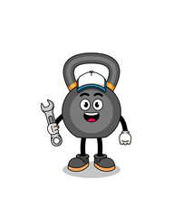 kettlebell illustration cartoon as a mechanic