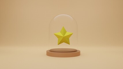 Star in a glass dome on cream background illustration