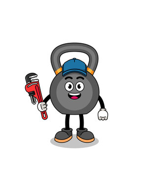 kettlebell illustration cartoon as a plumber