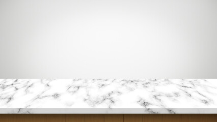 Empty marble table with white background