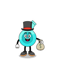 whistle mascot illustration rich man holding a money sack