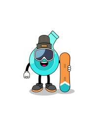 Mascot cartoon of whistle snowboard player