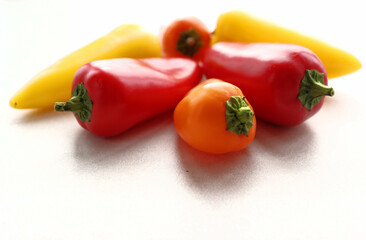 Peppers of different colors on the table, still life