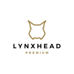 geometric lynx head gold logo vector icon line outline monoline