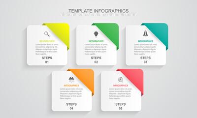 vector infographic design template with 5 option or steps.