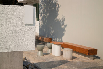 Fototapeta na wymiar Minimal white style decoration of tea shop