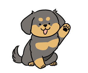 片手を挙げているチワックス