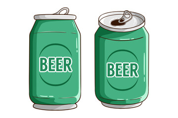 green beer can drawing on white background