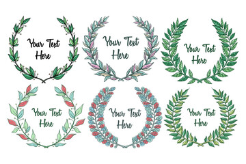 set of colorful vintage hand drawing with text on white background 