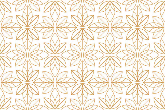 Flower geometric pattern. Seamless vector background. White and gold ornament. Ornament for fabric, wallpaper, packaging. Decorative print © ELENA