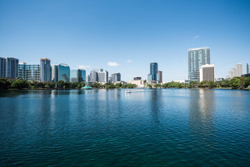 Fototapeta na wymiar Downtown Orlando, Florida from Lake Eola Park