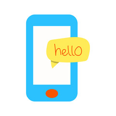 Hello message on smartphone chatting concept illustration 