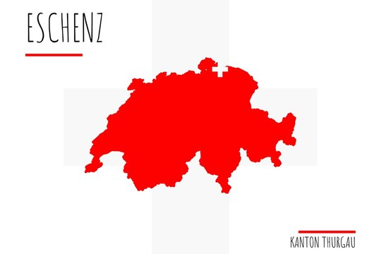 Eschenz: Illustration einer Markierung der Stadt Eschenz in den Umrissen der Schweiz im Kanton Thurgau