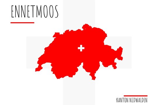 Ennetmoos: Illustration einer Markierung der Stadt Ennetmoos in den Umrissen der Schweiz im Kanton Nidwalden