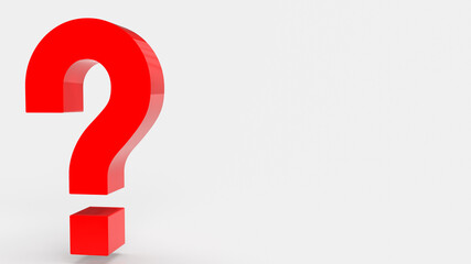 The red question on white background 3d rendering