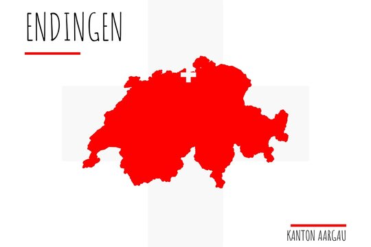 Endingen: Illustration einer Markierung der Stadt Endingen in den Umrissen der Schweiz im Kanton Aargau