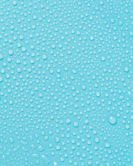 water drops on a blue background close-up