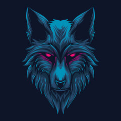 vector illustration The head of a wolf with a position to stalk its prey Vintage Illustration