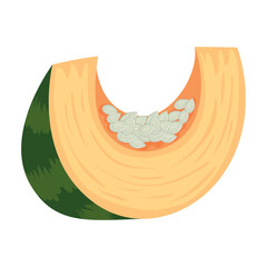 half pumpkin with seeds