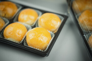 Thai dessert and Traditional Chinese dessert sweet filling with salted egg arrange in box for sale