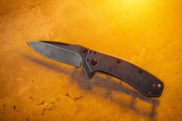 Black stainless steel folding knife