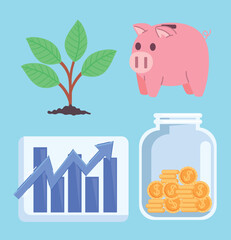 four savings money icons