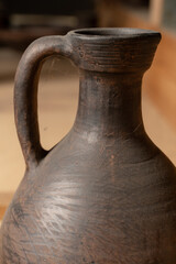 Pottery Craft. a ceramic product with your own hands, made on a Potter's wheel isolated on a white background.