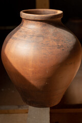 Pottery Craft. a ceramic product with your own hands, made on a Potter's wheel isolated on a white background.