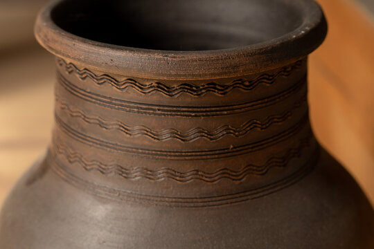 Pottery Craft. A Ceramic Product With Your Own Hands, Made On A Potter's Wheel Isolated On A White Background.