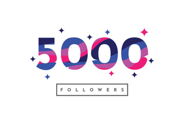 Thank you 5000 followers colorful abstract template design