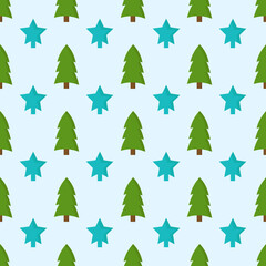Obraz premium Pattern of a Christmas tree and a green star