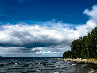 sky with dramatic white and gray clouds