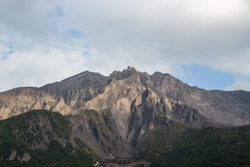 Close up view of Sakurajima Volcano (Active Volcano) in Kagoshima, Japan