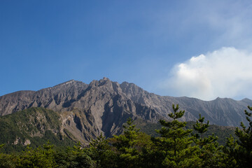 Fototapeta na wymiar Close up of Sakurajima Volcano, Volcanic Eruption, Kagoshima, Japan